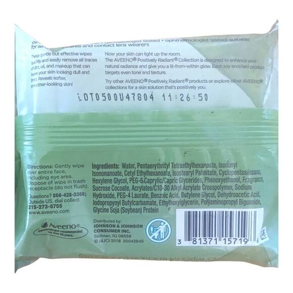 Aveeno Positively Radiant Makeup Removing Wipes 25 wipes Lot of 2 - Picture 5 of 5